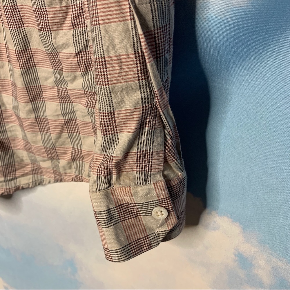 Hyden Yoo- Red & Black Plaid Gray Button Up XLarge - Picture 9 of 11